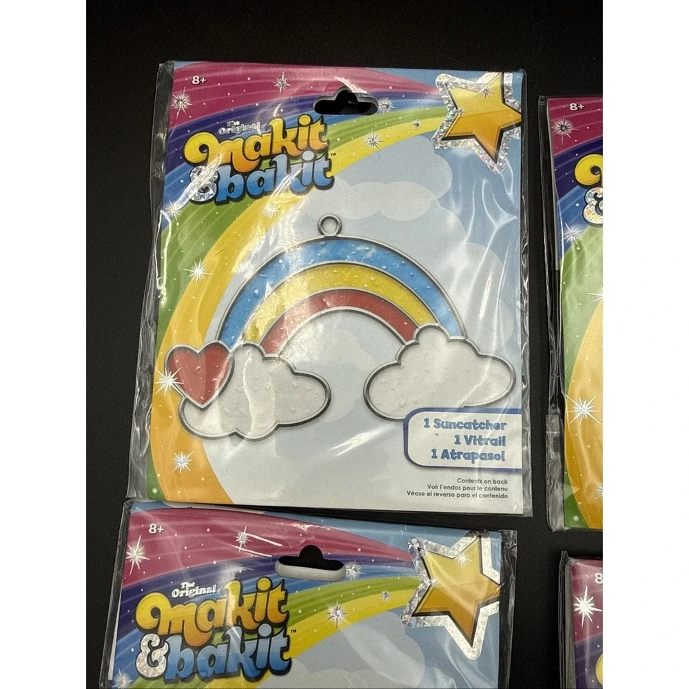 Lot Of 4 The Original Makit And Bakit Suncatcher Kit Shark Rainbow Octopus